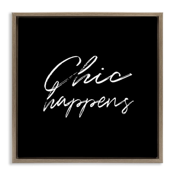Stupell Industries Contemporary Chic Happens on Black Brown Floating Frame Canvas Art, 18 x 18, by Martina Pavlova