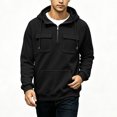 thumbnail image 6 of Hngshg Men's Hooded Sweatshirts Big and Tall Long Sleeve Quarter Zip Tops Textured Drawstring Pullover Hoodies, 6 of 7