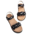 thumbnail image 4 of WAYUTE Girls Sandals Casual Thick Sole Open Toe Hook and Loop Durable Summer Beach Shoes with Floral Design for Kids Children,Black,8 Y-9 Y, 4 of 7