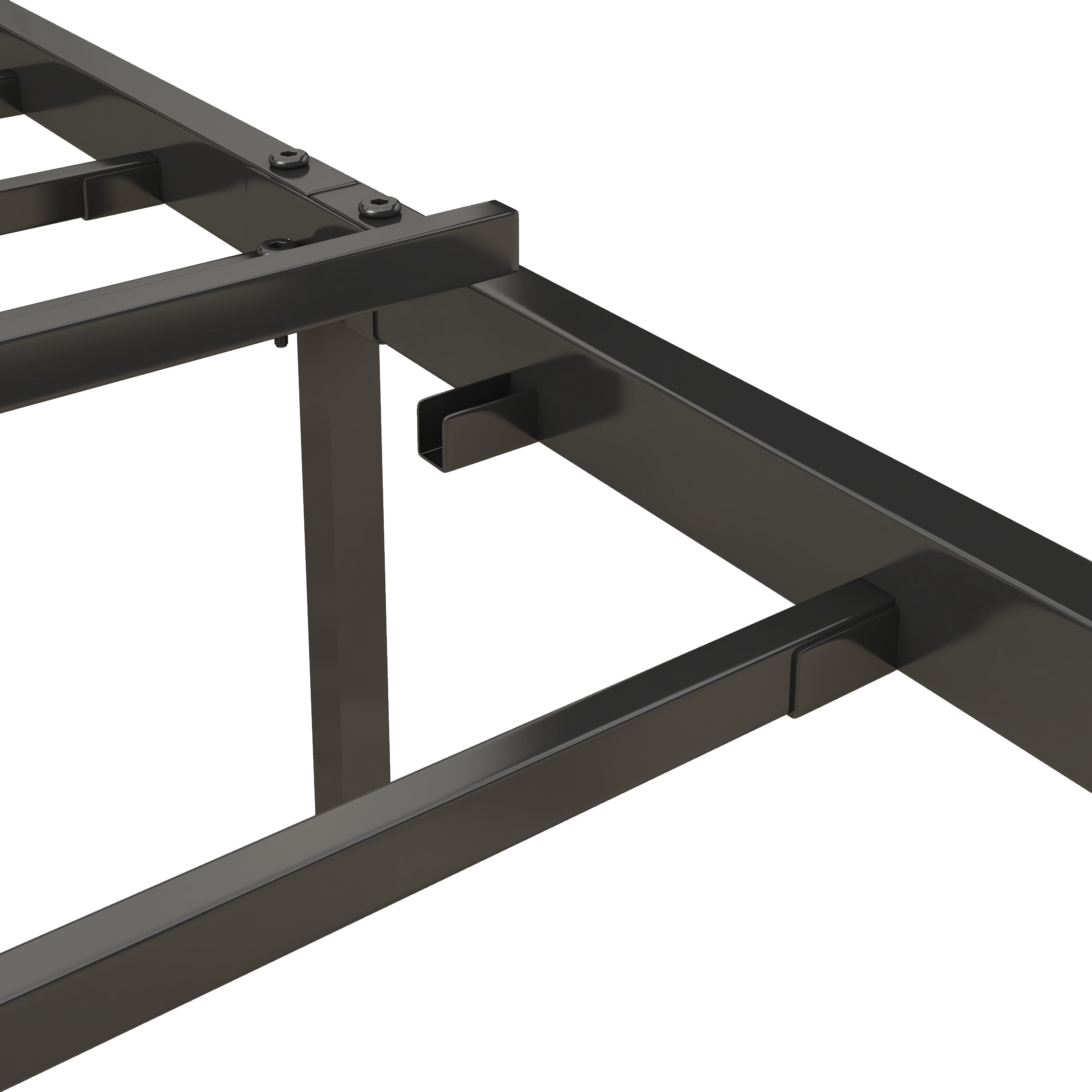 Bed Frames Full Size Bed Frame with Charging Station, Upholstered Headboard, Metal Platform, Grey,Adjustable Bed Base