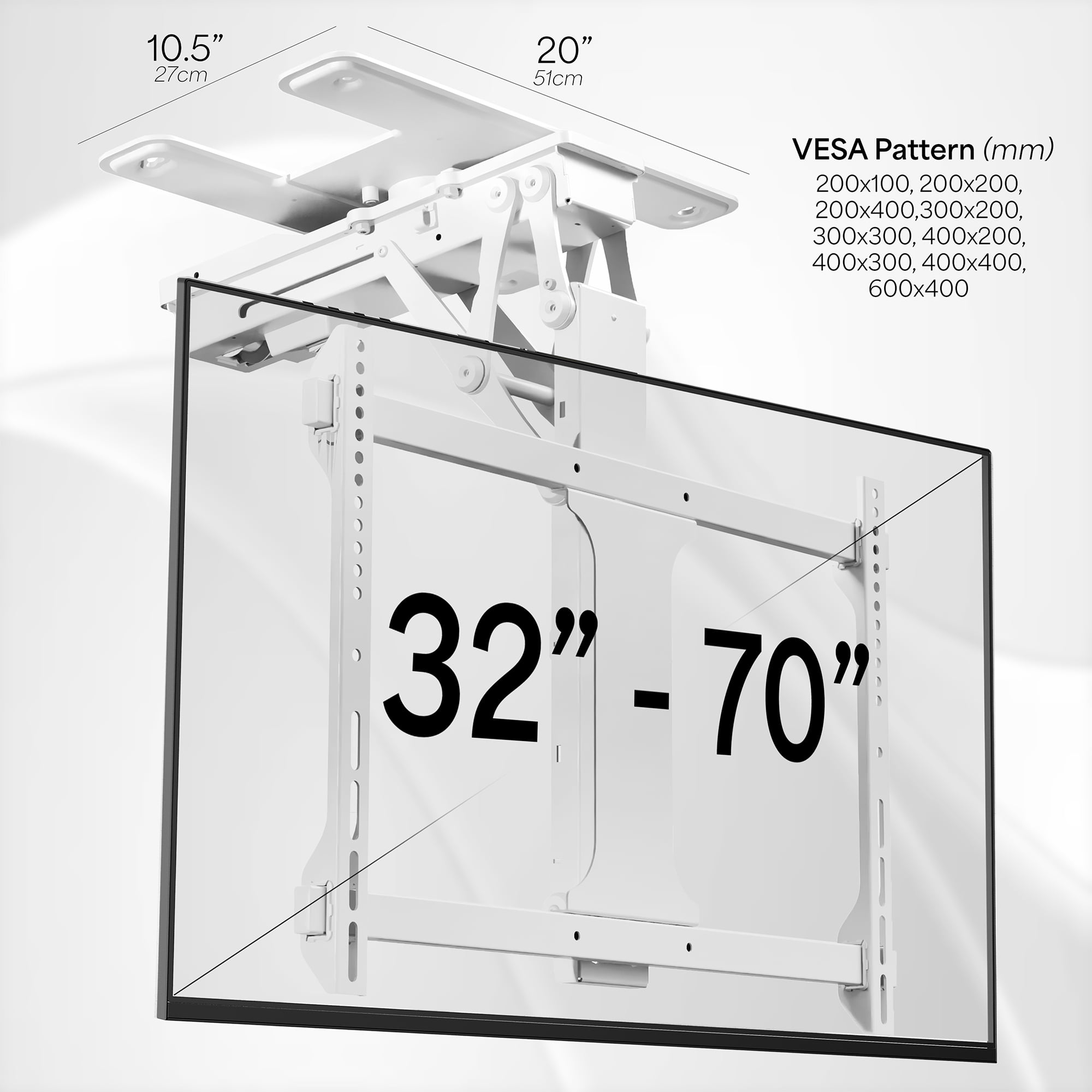 VIVO White Electric Swivel Flip Down Ceiling TV Mount for 32" to 70" Screen