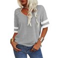 thumbnail image 4 of Dellytop Women V-Neck Half Sleeves Solid T Shirt, 4 of 6