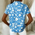thumbnail image 5 of Women Summer Hawaii Shirts Soft Cool Floral Tropic Print Short Sleeve Button Up Tops T-Shirt Blue S, 5 of 5