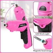 THINKWORK 122-Piece Pink Tool Kit with 3.6V Rotatable Electric Screwdriver-Ladies Home Work Kit