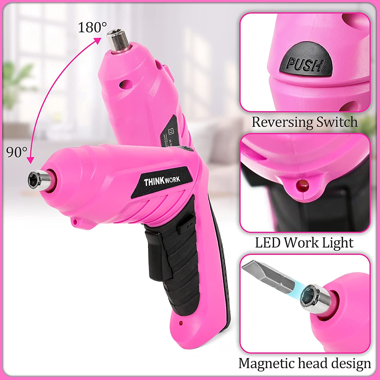 THINKWORK 41-Piece Pink Tool Kit with Electric Screwdriver photo 6