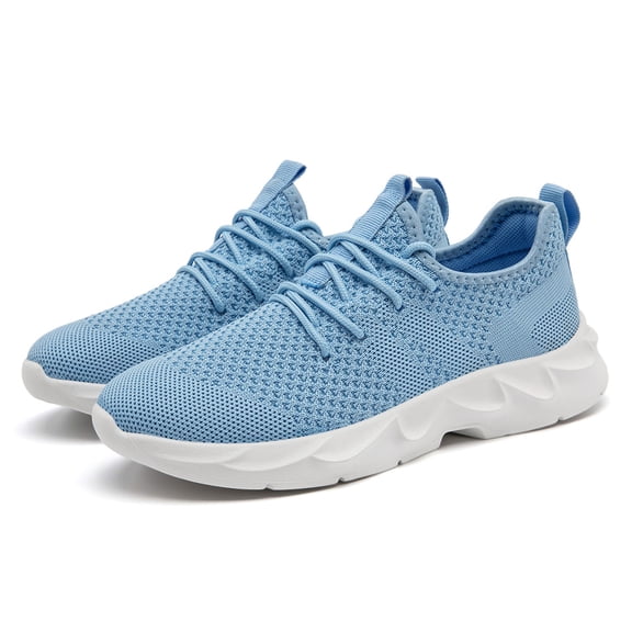 EKRBXA Knit No-Tie Sneakers, Lightweight Breathable Mesh Walking Shoes, Non-Slip Comfort Casual Athletic Shoes with Wavy Cushion Sole for Gym & Everyday Wear