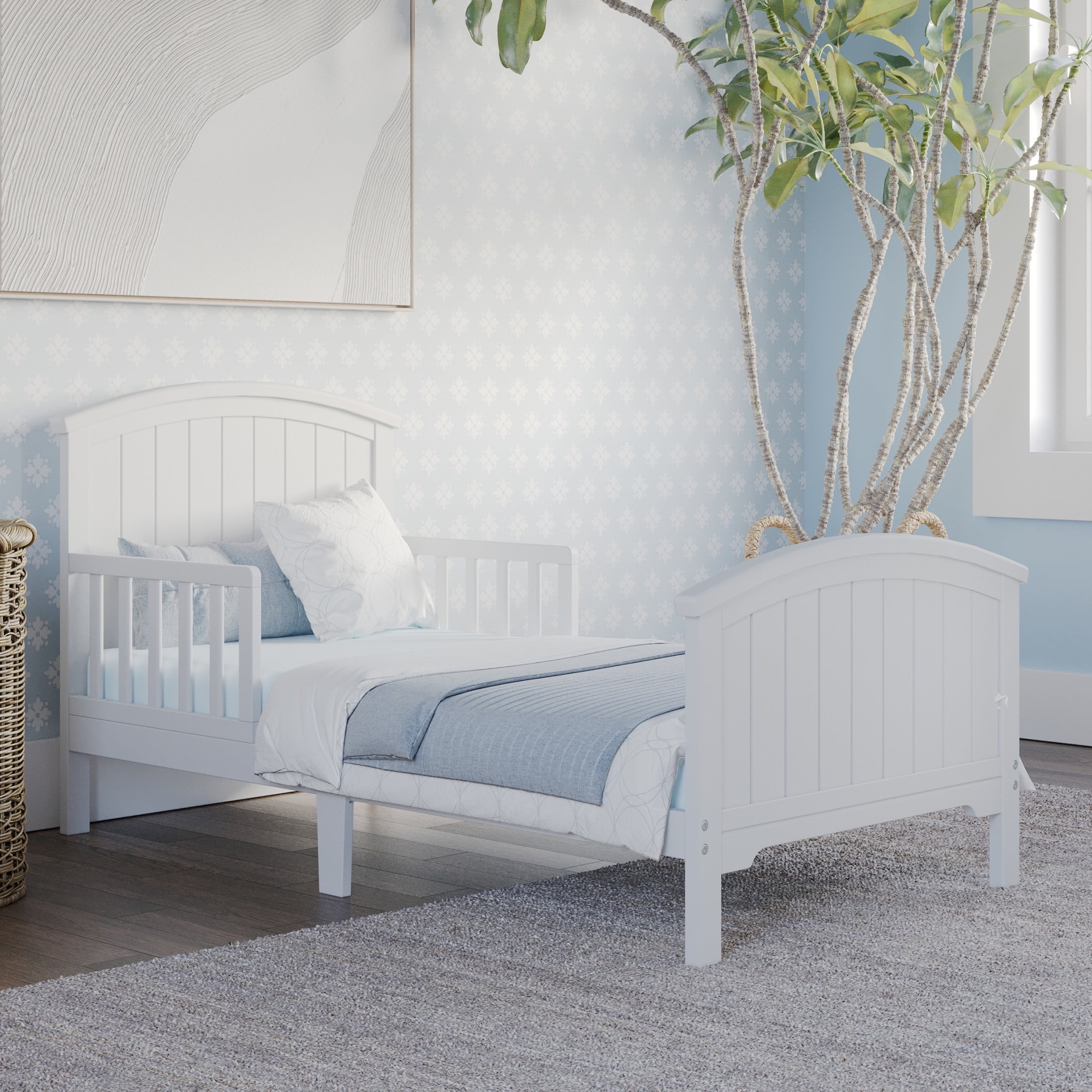 Child Craft Hampton Toddler Bed and Dresser Bedroom Set, Pine Wood Construction, Matte White, 2-Piece