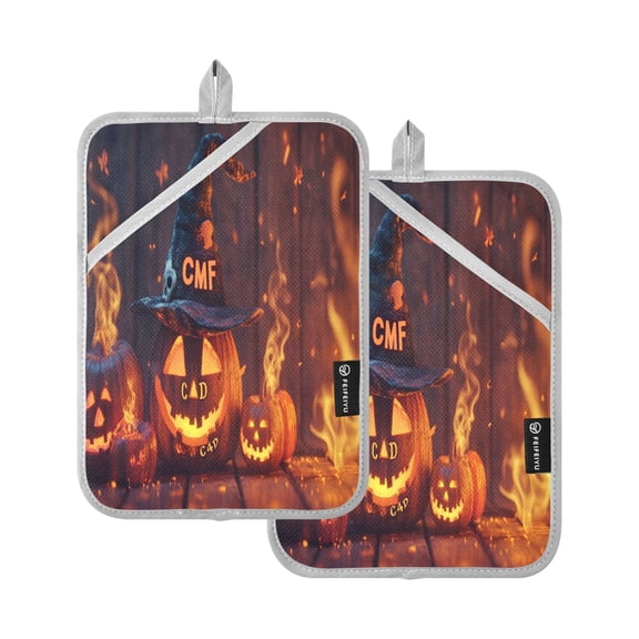 BZSMCE Pot Holder Oven Mitts Cooking baking Halloween Pumpkin Creative Pattern Size:7x9.8in