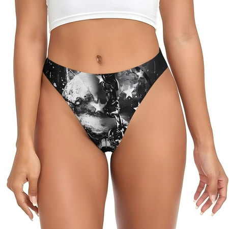 Rateoe Chained Skull Artwork Pattern Seamless Women Underwear Thongs No Show Ladies Thong No Line Breathable Comfortable Panties Undies for Women-X-Large
