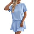 thumbnail image 4 of Women 2 Piece Skirt Set Summer Cruise Outfits Ribbed Loose Short Sleeve Matching Lounge Sets L, 4 of 8