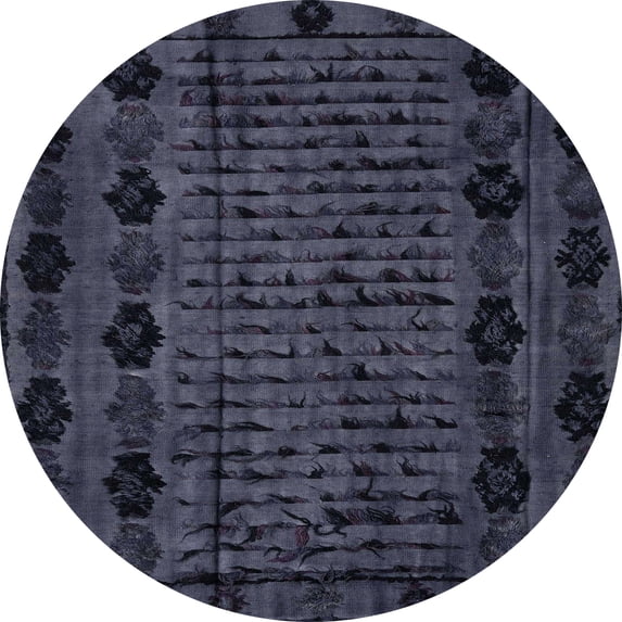 Ahgly Company Machine Washable Indoor Round Abstract Night Blue Area Rugs, 3' Round