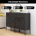 thumbnail image 6 of 2 Door Metal Accent Cabinet, 47" H Metal Locker Accent Storage Cabinet, Sideboard Cabinet with Adjustable Shelves, Black, 6 of 7
