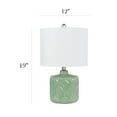 thumbnail image 3 of Elegant Designs 19" Floral Textured Eyelet Pattern Contemporary Bohemian Ceramic Endtable Bedside Table Desk Lamp with White Fabric Shade, Sage Green, 3 of 9