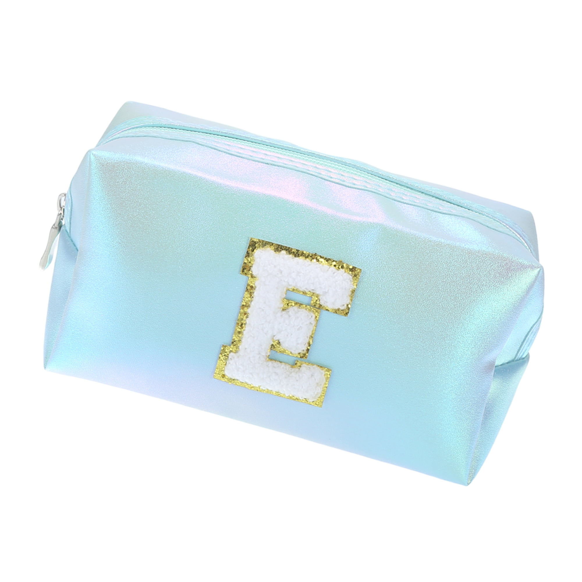 Unique Bargains Beatiful Durable Women Durable Letter E Cosmetic Bag for Vacation Blue