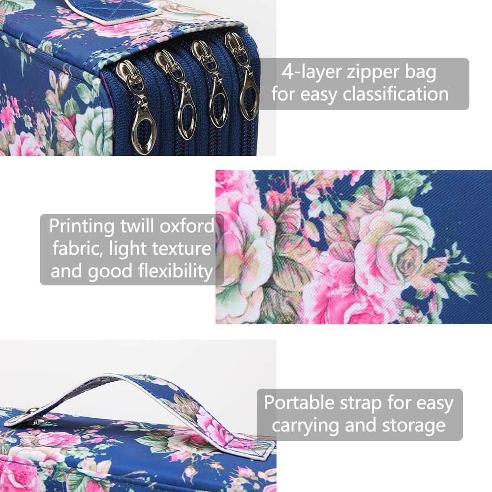 Colored Pencil Case - 200 Slots Pencil Holder with Zipper Closure Twill Fabric Large Capacity Pencil Case, for Watercolor Pens or Markers, Pencil Case Organizer for Artist