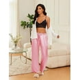 thumbnail image 3 of Ekouaer Women's Silk Satin Pants Wide Leg Pajama Bottoms Lounge Pants Casual Loose Trousers Pj with Pockets, 3 of 6