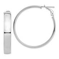 thumbnail image 4 of 14K White Gold Plated High Polished 7mm Omega Back Hoop Earrings, 4 of 7