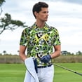 thumbnail image 3 of Honeii Football Doodle print Polo Shirt, a classic short-sleeved, button-down golf shirt designed for menMedium, 3 of 6