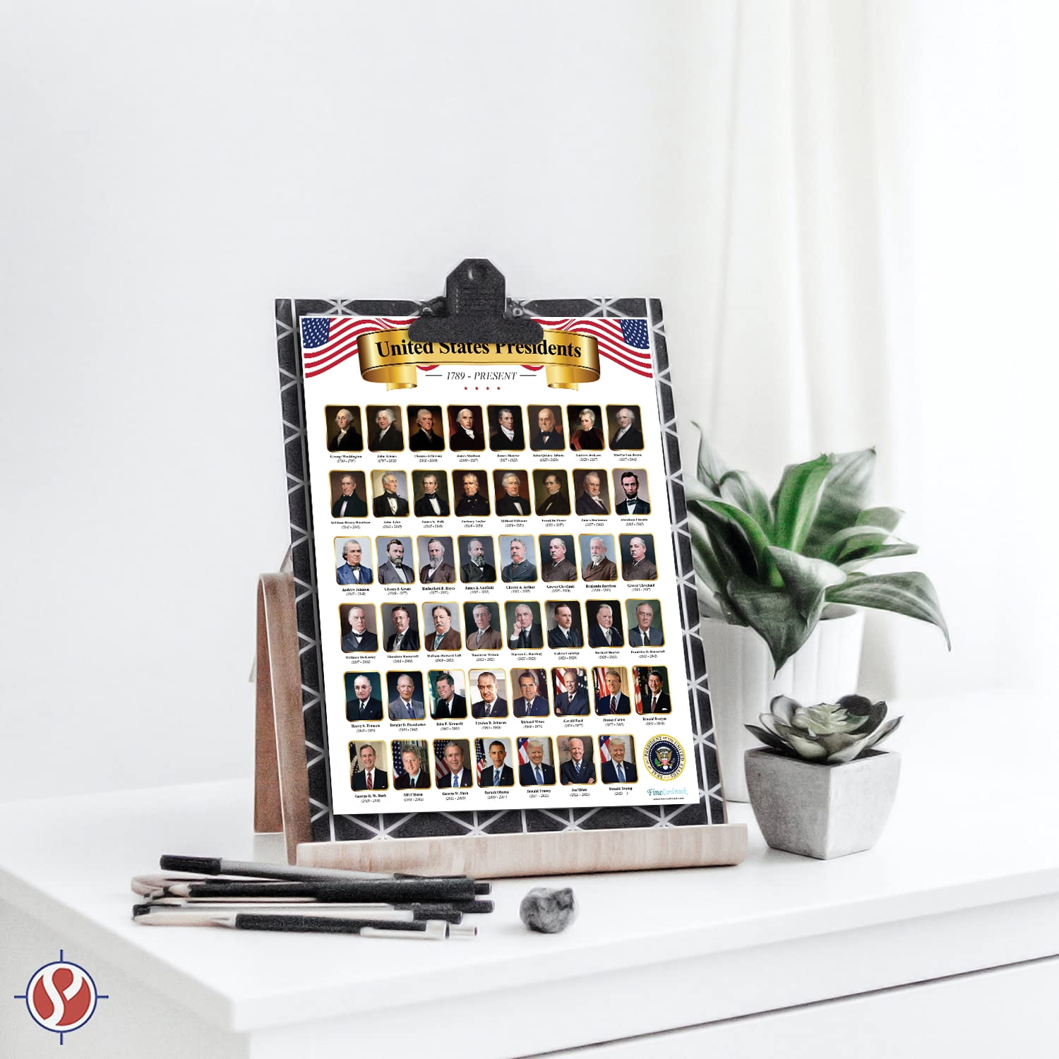 Presidents of The United States Educational Chart – Great Learning Tool for Kids | Perfect for Home, School and Office Use | 80lb Cardstock (216gsm) | 8.5 x 11” | 10 per Pack