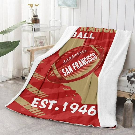 Football Sherpa Blanket for Football Fans Gifts,City Soft Flannel Blankets,Double Layer Fabric Warm Blankets 60" X 50"