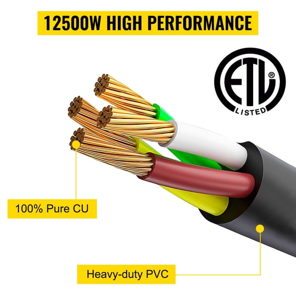 Cable de fuente de alimentación de cable de extensión para vehículos recreativos de 50 amperios y 50 pies de servicio pesado con conector moldeado y manijas 125 / 250V