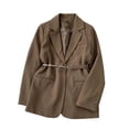 thumbnail image 3 of Girls Blazer Dress, Solid Color Lapel With Chain Belt, Long Sleeve Casual Suit Jacket For Kids Brown 11-12 Years, 3 of 6
