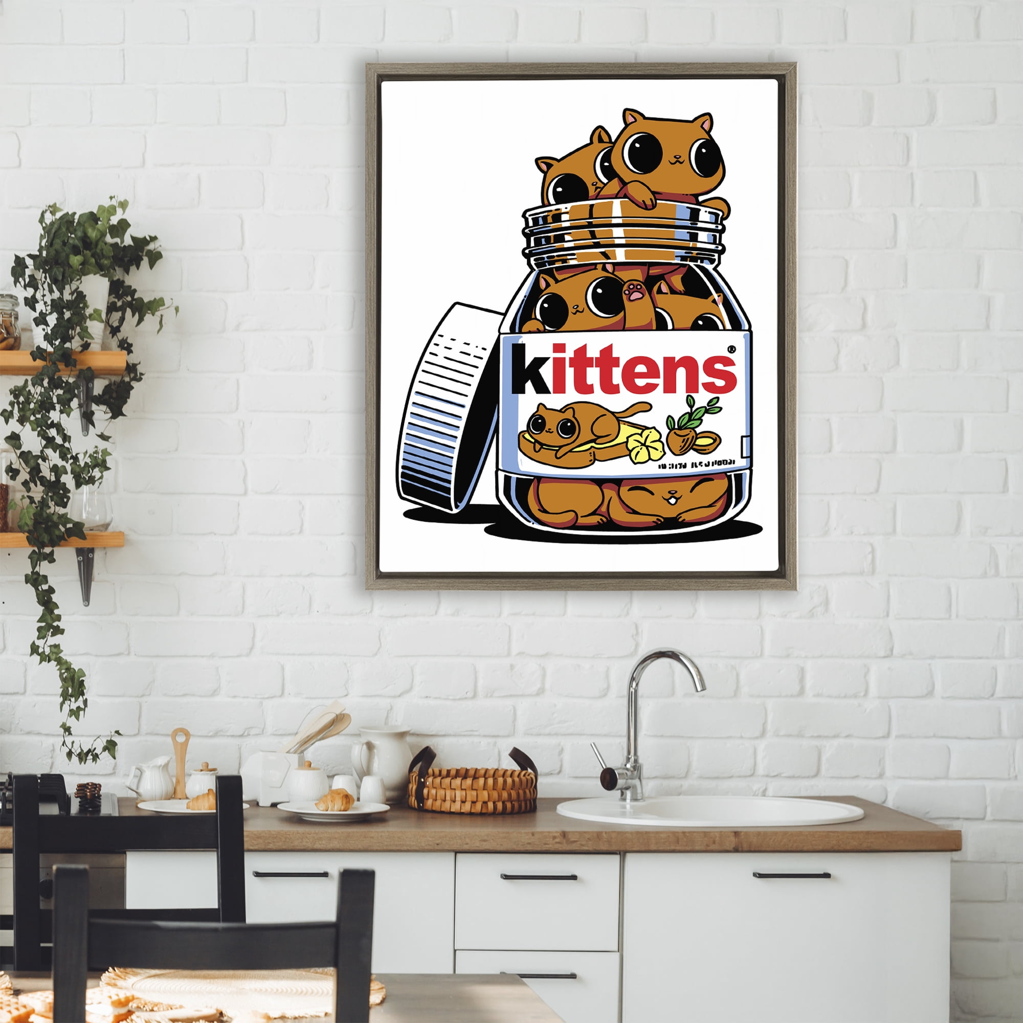 Stupell Industries Hazelnut Spread Cats Brown Framed Floater Canvas Wall Art, design by Tobe Fonseca