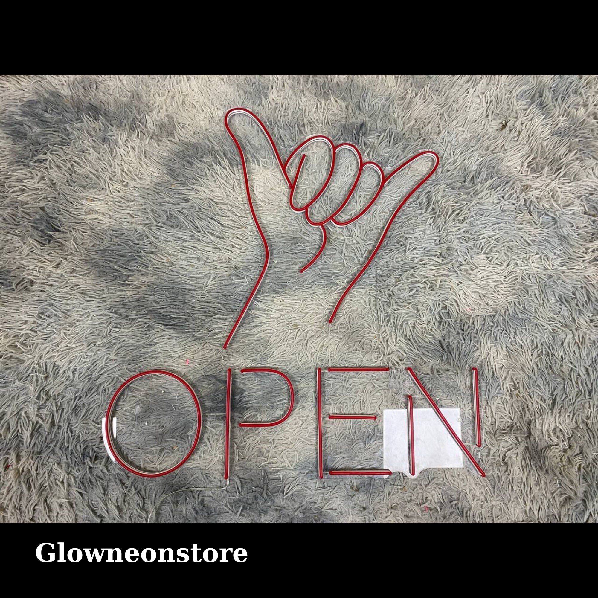 Glowneon Handsign Call Open Neon Sign, Open Welcome Neon Sign, Open Welcome Led Light