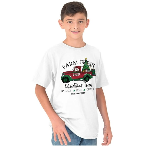 Farm Fresh Christmas Tree Truck Crewneck T Shirts Boy Girl Brisco Brands S