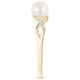thumbnail image 3 of Angara Japanese Akoya Cultured Pearl Criss Cross Shank Engagement Ring in 14K Yellow Gold for Women | June Birthstone Jewelry for Her, 3 of 8