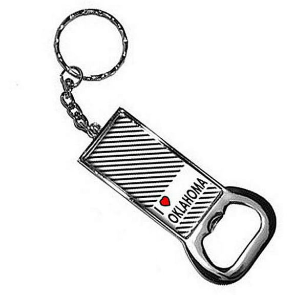 I Love Heart Oklahoma Keychain Key Chain Ring Bottle Bottlecap Opener