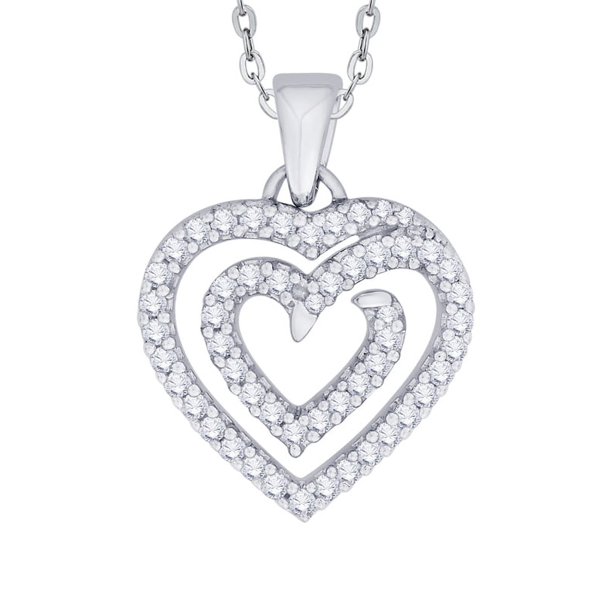 KATARINA Diamond Heart Pendant Necklace in 10K White Gold (2/3 cttw, G-H, I2-I3)