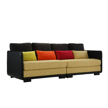 Classic 2 Piece Colorful Convertible Living Room Sofa, Adjustable Couch (Black /