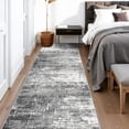thumbnail image 2 of Abstract 14ft Long Runner Rug: Non-slip Washable Rug Low-pile Soft Beside Carpet Indoor Farmhouse Entryway Floor Mat Bathroom Living Room Cozy Stain Resistant Area Rugs(2'6x14 Black/grey), 2 of 8