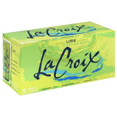 La Croix Sparkling Water, Natural Lime Flavored, 8 Cans, 12 Fluid Ounces (Pack of 2)