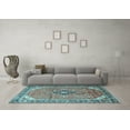 thumbnail image 3 of Ahgly Company Indoor Square Medallion Light Blue Traditional Area Rugs, 4' Square, 3 of 4