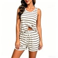 thumbnail image 4 of Fengactive Womens Striped Lounge Tank Set Sleeveless Top and Drawstring Shorts Summer Sleepwear, 4 of 9