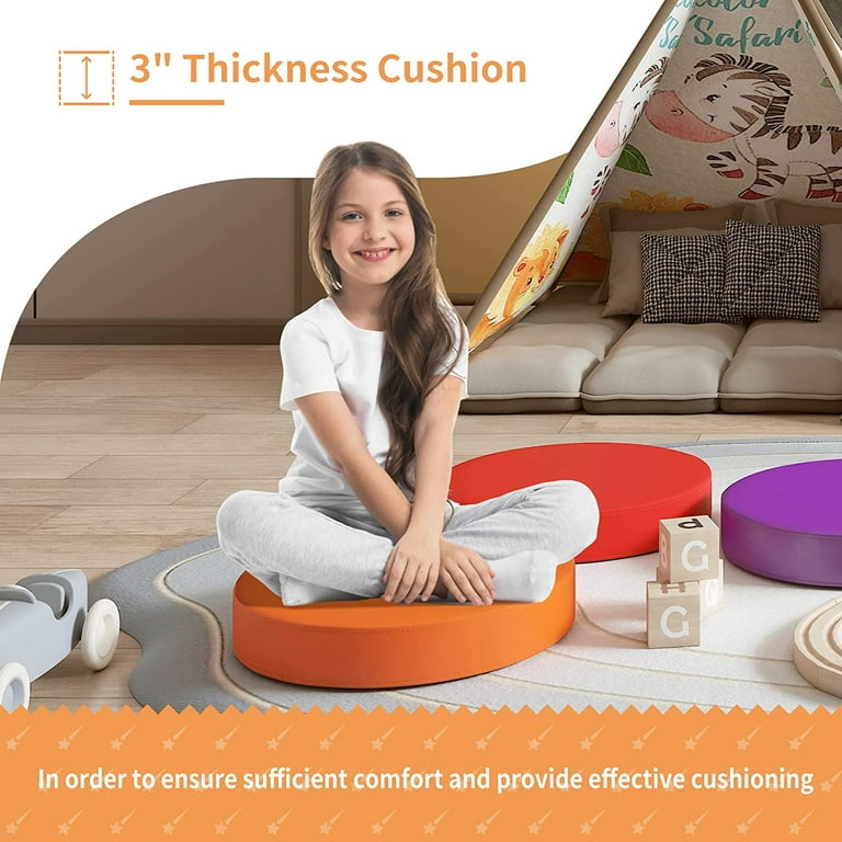 6PCS Round Kids Floor Cushion Toddler Foam Seat Cushion Waterproof