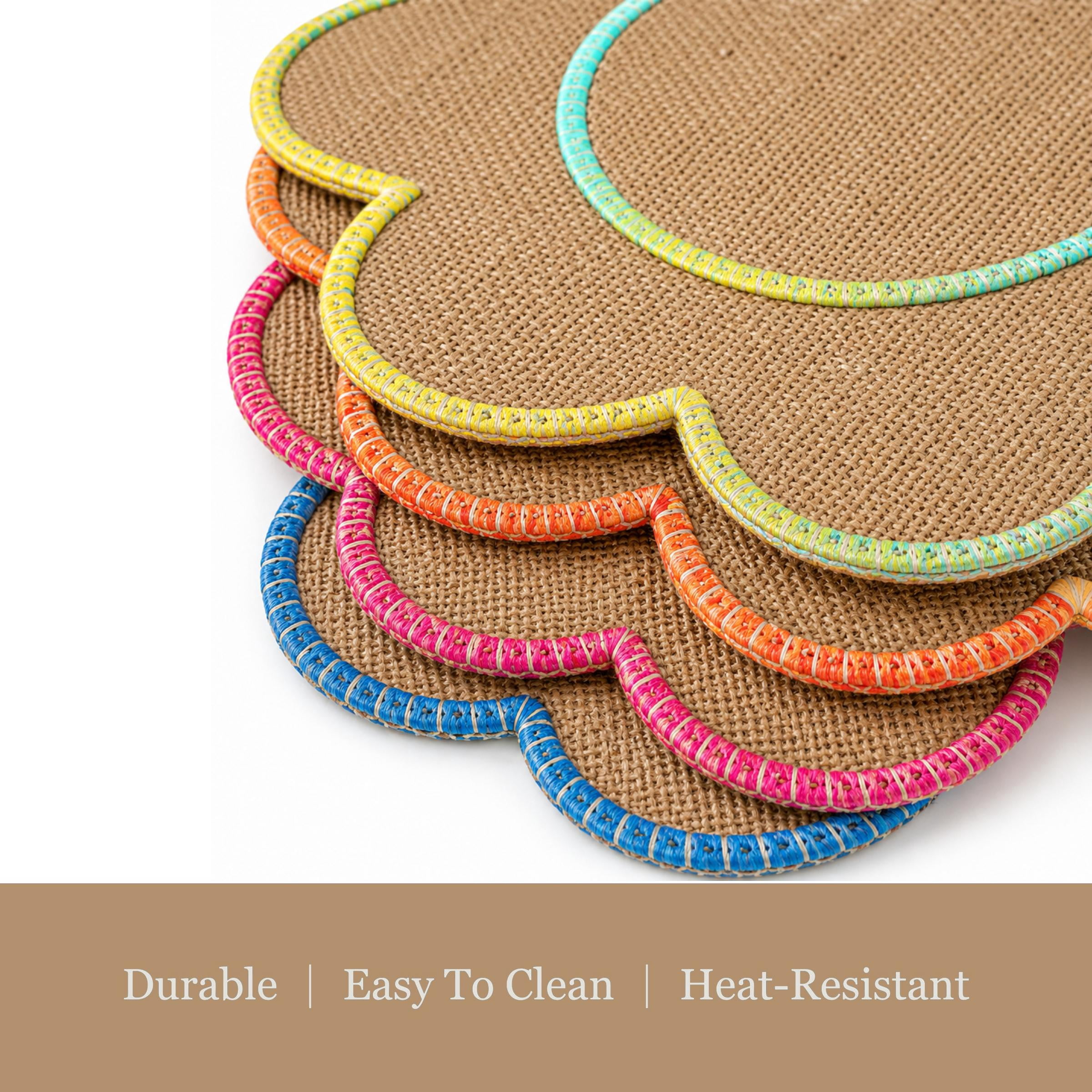 Dainty Home Set of 4 Placemats | Elegant and Durable | 15x15 in Round Woven Non-Slip Washable Place Mats | Tear-Resistant Heat | Resistant Placemats