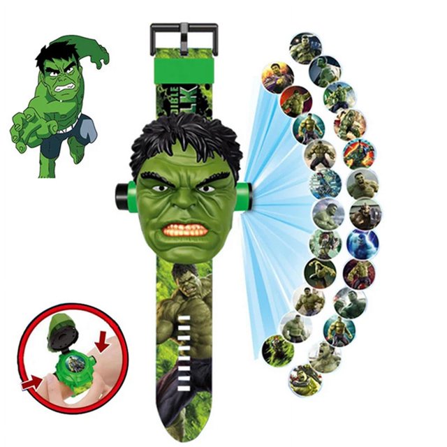 Disney-reloj electrónico de Marvel para niños, pulsera con proyección de figuras de acción de dibujos animados de Spiderman, Frozen, Minnie Princess, juguete