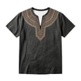 thumbnail image 4 of XIAONU Men's Tribal Print Notch Neck Short Sleeve Shirt Geometric Pattern Regular Fit Daily Casual Tunic Top, 4 of 4