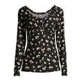 thumbnail image 6 of No Boundaries Juniors' Long Sleeve Floral Top with Face Mask, 6 of 6