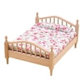 thumbnail image 2 of Cama en Miniatura para 1:12, Modelo de Decoración de Muebles en Miniatura, Cama Individual para Dormitorio, Decoración de Habitación D Color Madera y Rosa SM SunniMix Cama de miniaturas de casa de muñecas, 2 of 8