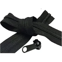 YKK® #10 Nylon Coil Chain Zipper Extra Heavy Weight Color Black - 1 Yard Pack /1 YKK® #10 Coil Long Pull 2 Heads Reversible Made in USA