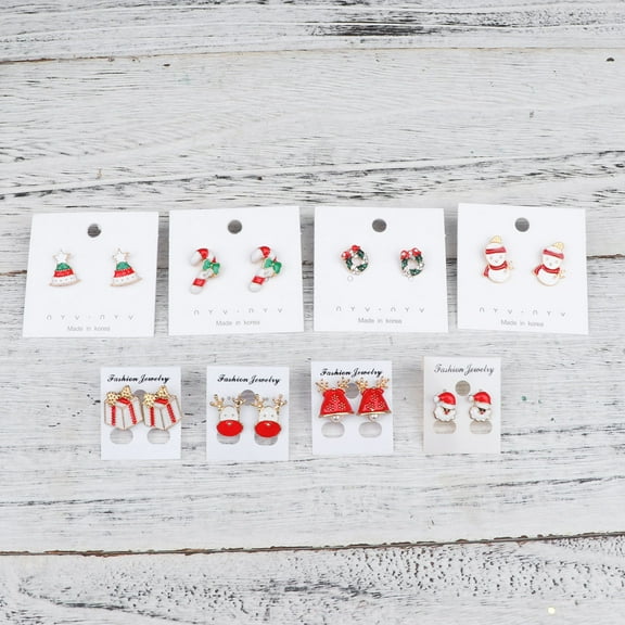 Masteelf 8Pairs of Christmas Themed Earrings Fashion Alloy Design Earrings Creative Dangler Ear Jewelry Decor(Mixed)