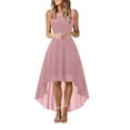 thumbnail image 3 of GZWYHT Dresses for Women 2025,Prom Dresses Lace Dress Bow Belt Elegant Irregular Length Dress Chiffon Dress Bridesmaid Cocktail Party Dress Formal Dresses,Graduation Dress,Pink Dress,Flowy Dresses S, 3 of 8