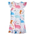 thumbnail image 6 of WIBACKER 2Pcs Girls Dinosaur Nightgowns 3-10 Years Flutter Short Sleeves Nightdress Nightie Dress Sleepwear Pajamas for Little Girls, 6 of 10