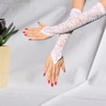 thumbnail image 4 of HOMEIORA Women's Gloves Protection Long Lace Gloves Fingerless Elbow Length Lace Gloves for Party, Adult Size - White, 1 Pair, 4 of 6