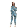 thumbnail image 3 of Odeerbi Christmas Onesie Pajamas for Family Holiday Sleep Jumpsuit Long Sleeve Family Christmas Pajamas Matching Sets Mom Fashion Printed Hooded Jumpsuit Sleepwear PJs Set Blue, 3 of 5