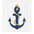 thumbnail image 3 of Ambesonne Anchor Shower Curtain, Nautical Cartoon with, 69"Wx84"L, White and Royal Blue, 3 of 5